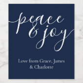 平和モダンと喜びのクリパーソナライズされたスマス ワインラベル (シングルラベル)