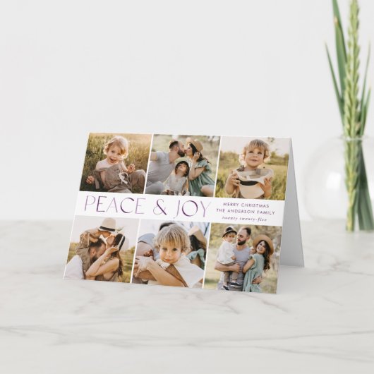 平和モダンと喜びの写真コラージュ シーズンカード (正面)