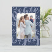 平和モダンと喜びクリスマススタイリッシュブルー写真 シーズンカード (スタンド正面)