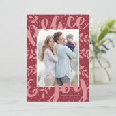 平和モダンと喜びクリスマススタイリッシュ赤い写真 シーズンカード (スタンド正面)