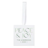 平和モダンと喜びグリーン3写真 キューブオーナメント (正面)