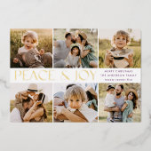 平和モダンと喜び6フォトパープルと金ゴールド 箔シーズンカード (正面)