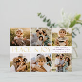 平和モダンと喜び6フォトパープルと金ゴールド 箔シーズンカード (立ち正面)