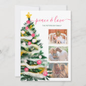 平和モダンクリスマスツリーの水の色3枚の写真 カード (正面)