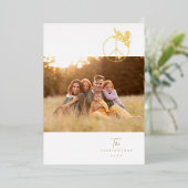 平和モダンサインと松のクリスマスフォト 箔シーズンカード (立ち正面)