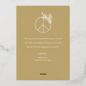 平和モダンサインと松のクリスマスフォト 箔シーズンカード (裏面)