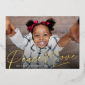 平和モダンハートラブホリデーフォトゴールドフォイル 箔シーズンカード (正面)