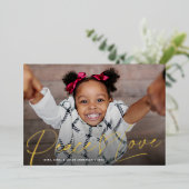 平和モダンハートラブホリデーフォトゴールドフォイル 箔シーズンカード (立ち正面)