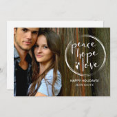 平和モダン希望ラブフォトクリスマス シーズンカード (正面/裏面)