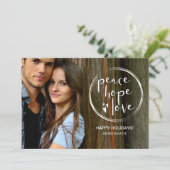 平和モダン希望ラブフォトクリスマス シーズンカード (スタンド正面)