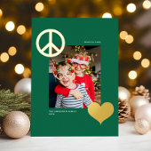 平和モダン愛のシンボル1フォトグリーン金ゴールド 箔シーズンカード