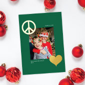 平和モダン愛のシンボル1フォトグリーン金ゴールド 箔シーズンカード