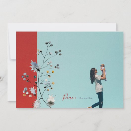 平和モダン愛または喜びクリスマスフォトホリデーC シーズンカード (正面)