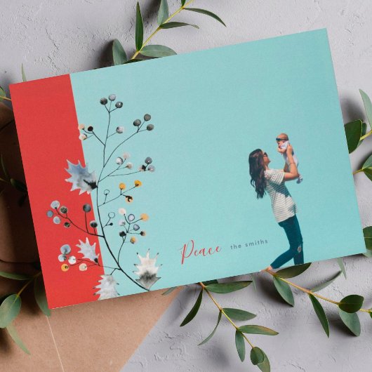 平和モダン愛または喜びクリスマスフォトホリデーC シーズンカード