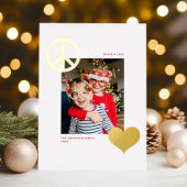 平和モダン愛シンボル1枚フォトホワイト金ゴールド 箔シーズンカード