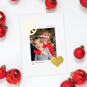 平和モダン愛シンボル1枚フォトホワイト金ゴールド 箔シーズンカード