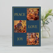 平和モダン愛ミニマルと喜び家族の写真 箔シーズンカード (立ち正面)