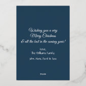 平和モダン愛ミニマルと喜び家族の写真 箔シーズンカード (裏面)