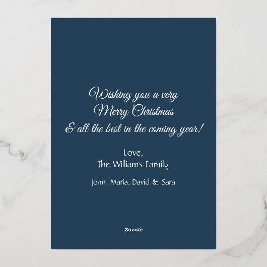 平和モダン愛ミニマルと喜び家族の写真 箔シーズンカード (裏面)