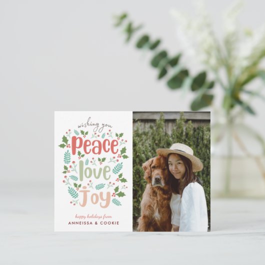 平和モダン愛ミニマルジョイ犬の写真 シーズンカード (スタンド正面)