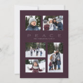 平和モダン5ミニマルフォトパープルクリスマス シーズンカード (正面)