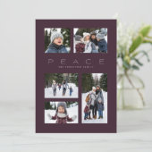 平和モダン5ミニマルフォトパープルクリスマス シーズンカード (スタンド正面)