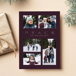 平和モダン5ミニマルフォトパープルクリスマス シーズンカード