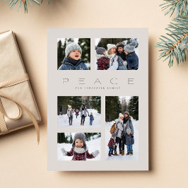 平和モダン5写真ミニマルニュートラルクリスマス シーズンカード