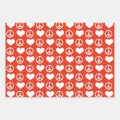 平和モダン+ラブレッドホワイトクリスマスホリデー ラッピングペーパーシート (正面)