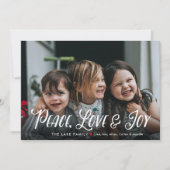 平和モダン、愛、喜び編集可能クリスマスフォト シーズンカード (正面)