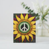 平和ユニークサインひまわり ポストカード (スタンド正面)