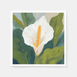 平和ユリの花の水彩画 スタンダードカクテルナプキン