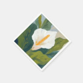 平和ユリの花の水彩画 スタンダードカクテルナプキン (角)