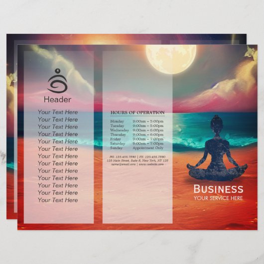 平和ヨガメディテーション月明るいスカイシートリフォールド (正面/裏面)