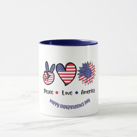 「平和ラブアメリカ」愛国的シンボルカスタム マグカップ (中央)