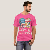 平和ラブウォーターポロアメリカ国旗の愛国的な水 Tシャツ (正面フル)