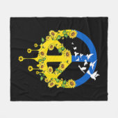 平和ラブウクライナハナウクライナヒマワリ フリースブランケット (正面(横))