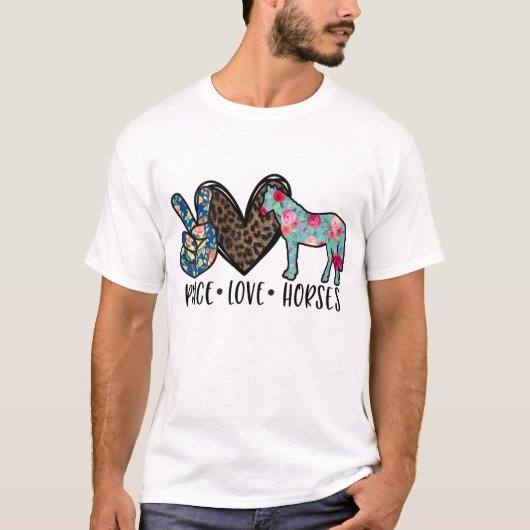 平和ラブウマおもしろいギフト馬好き Tシャツ (正面)