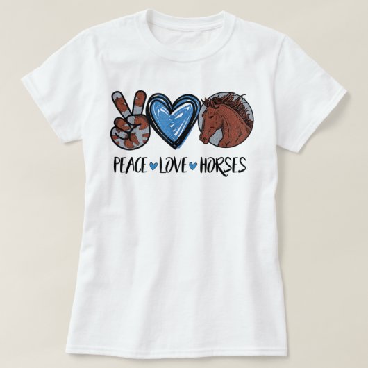 平和ラブウマおもしろいズティー馬好きTシール Tシャツ (デザイン正面)