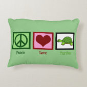 平和ラブウミガメかわいいグリーン アクセントクッション (裏面)