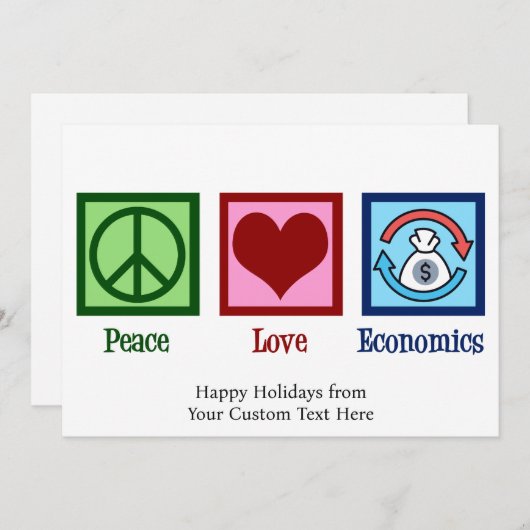 平和ラブエコノミクスかわいい経済学者クリスマス シーズンカード (正面/裏面)