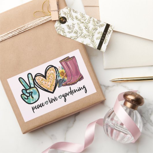 平和ラブガーデニング 長方形シール (ギフト)