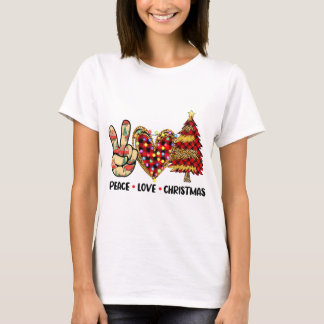 平和ラブクリスマスおもしろいクリスマスライトバッファロープラ Tシャツ