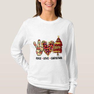 平和ラブクリスマスおもしろいクリスマスライトバッファロープラ Tシャツ