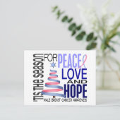 平和ラブクリスマスホリデー男性乳がん シーズンポストカード (スタンド正面)