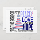 平和ラブクリスマスホリデー男性乳がん シーズンポストカード (正面/裏面)