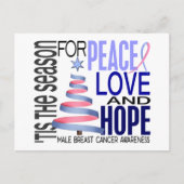 平和ラブクリスマスホリデー男性乳がん シーズンポストカード (正面)