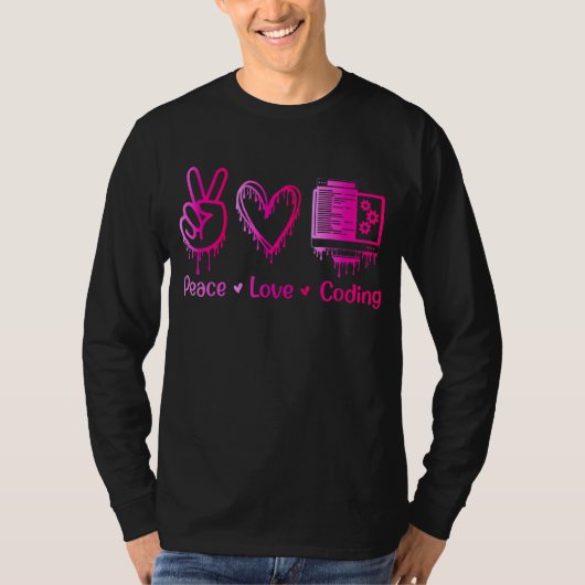 平和ラブコーディング！プログラマーの女性開発者 Tシャツ (正面)