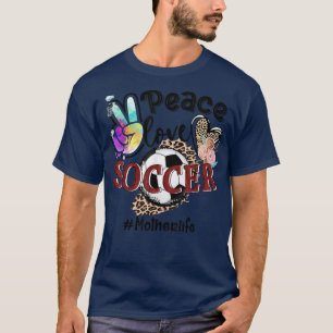 平和ラブサッカー母ライフマママグランマヒョウ Tシャツ