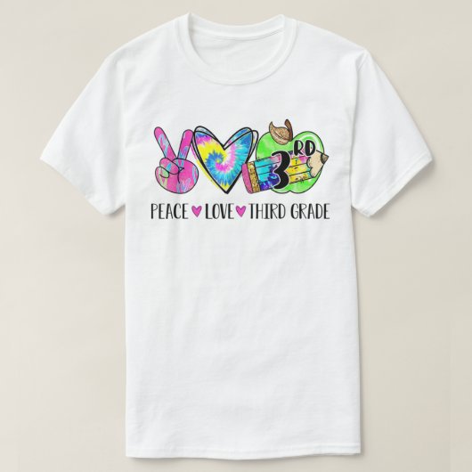 平和ラブサードグレード絞り染めハッピーファースト初日 Tシャツ (デザイン正面)